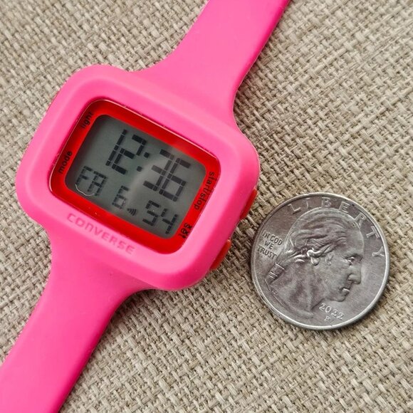 Converse Ladies Digital Wristwatch Pink Sport Rubber Strap Wrist Watch W Box NWT main image 7